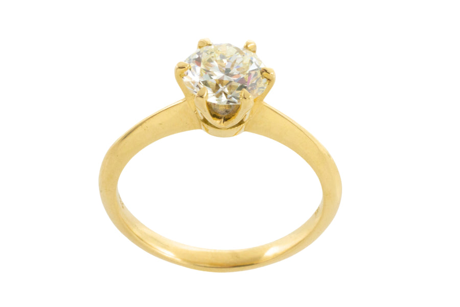 Brilliant cut diamond solitaire ring in 18 carat gold-engagement rings-The Antique Ring Shop