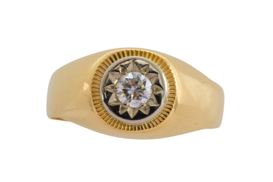 Diamond ring in 18 carat gold-gents rings-The Antique Ring Shop