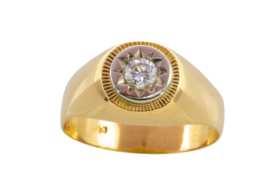 Diamond ring in 18 carat gold-gents rings-The Antique Ring Shop