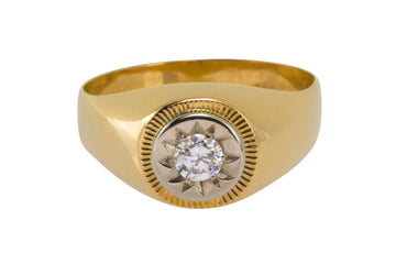 Diamond ring in 18 carat gold-gents rings-The Antique Ring Shop