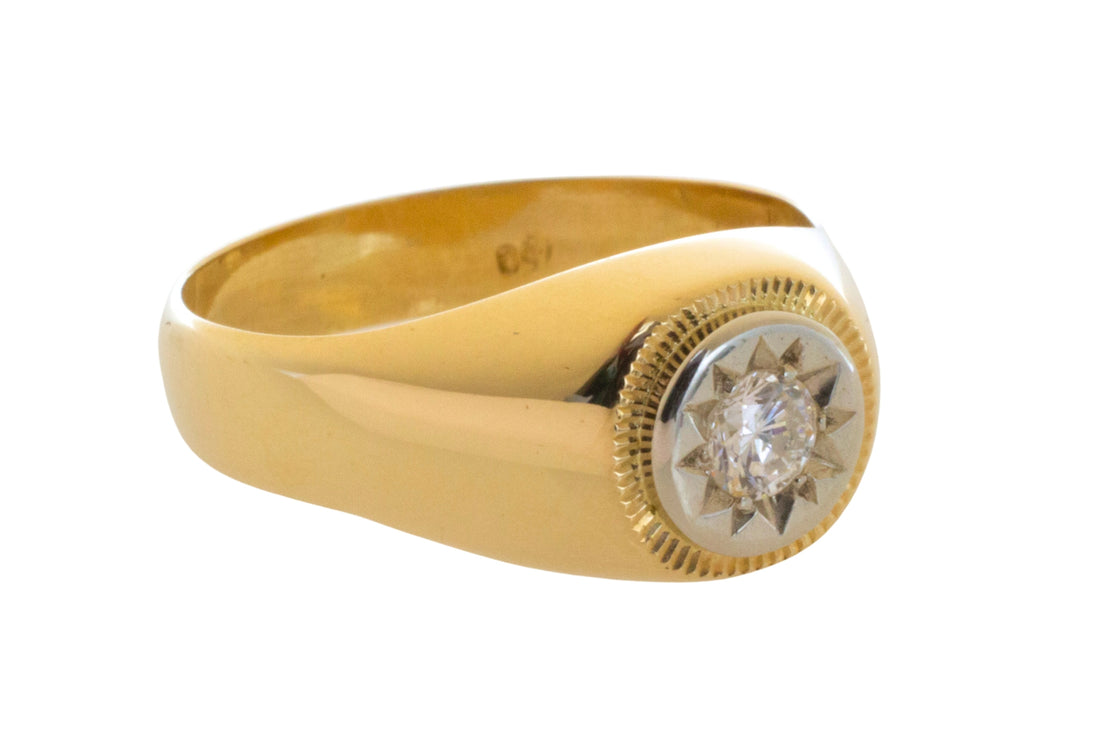 Diamond ring in 18 carat gold-gents rings-The Antique Ring Shop