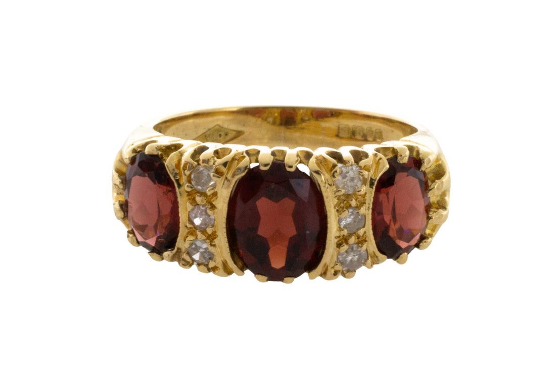 Vintage garnet and diamond ring-Vintage Rings-The Antique Ring Shop