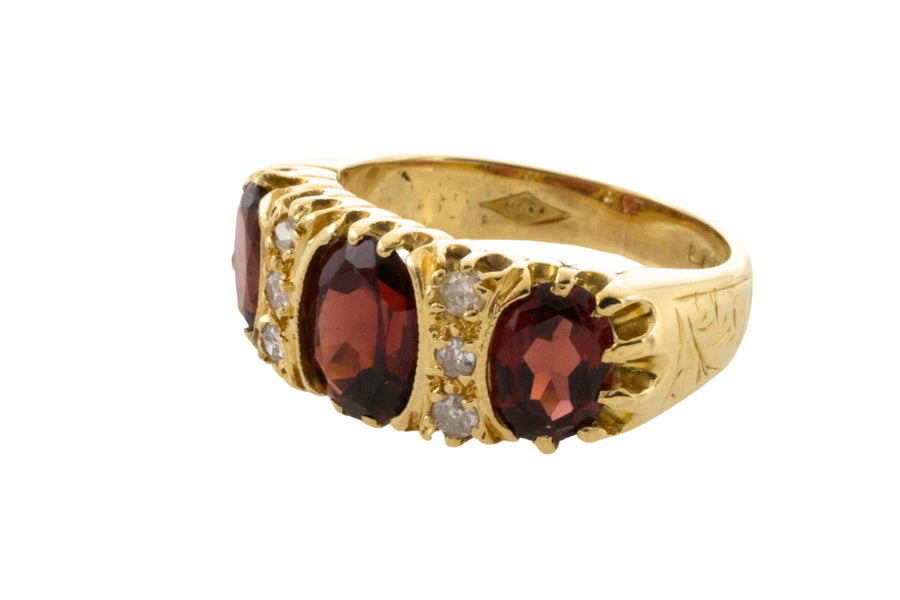 Vintage garnet and diamond ring-Vintage Rings-The Antique Ring Shop