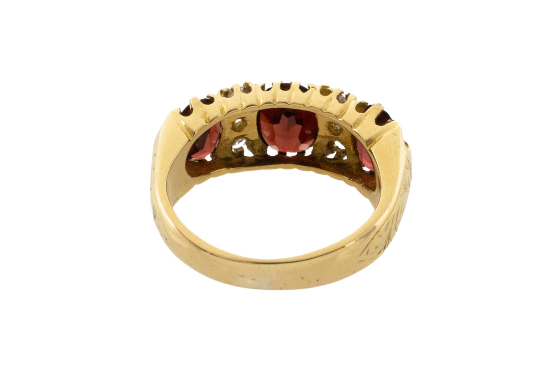 Vintage garnet and diamond ring-Vintage Rings-The Antique Ring Shop