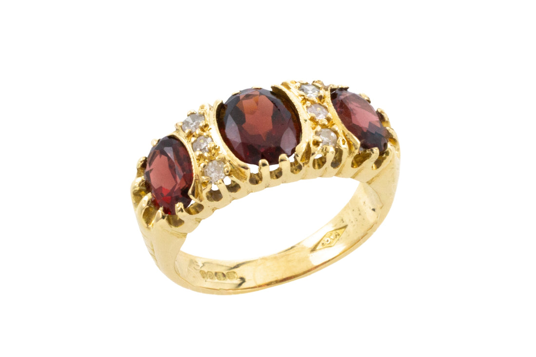 Vintage garnet and diamond ring-Vintage Rings-The Antique Ring Shop