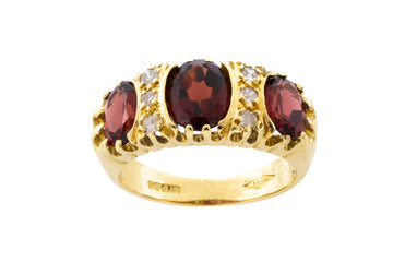 Vintage garnet and diamond ring-Vintage Rings-The Antique Ring Shop