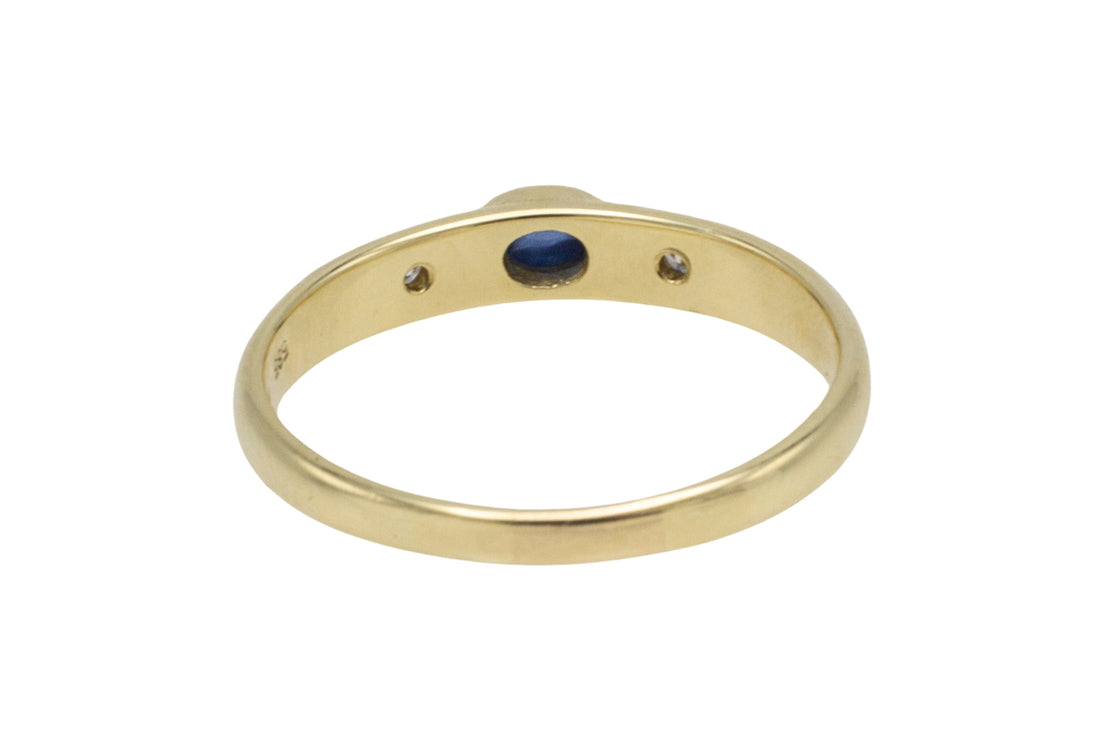 Cabochon sapphire and diamond ring-wedding rings-The Antique Ring Shop
