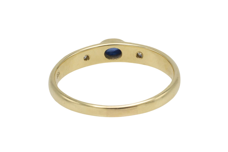 Cabochon sapphire and diamond ring-wedding rings-The Antique Ring Shop