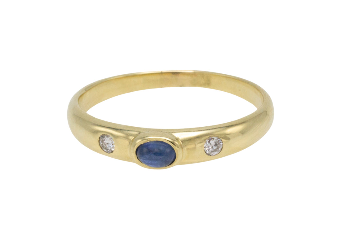 Cabochon sapphire and diamond ring-wedding rings-The Antique Ring Shop