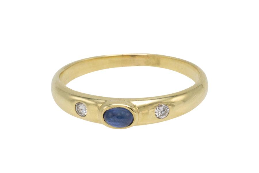 Cabochon sapphire and diamond ring-wedding rings-The Antique Ring Shop