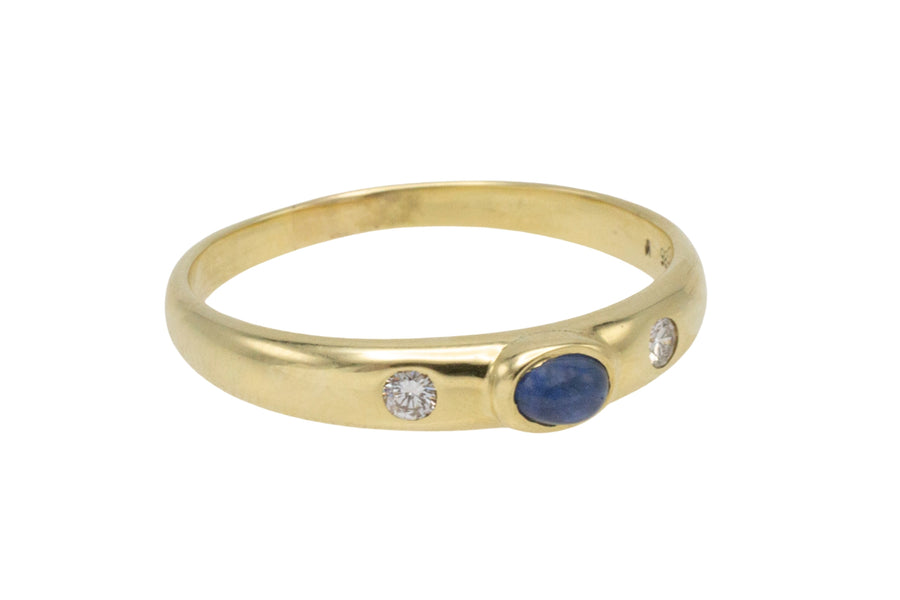 Cabochon sapphire and diamond ring-wedding rings-The Antique Ring Shop