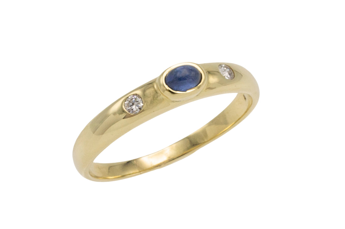 Cabochon sapphire and diamond ring-wedding rings-The Antique Ring Shop
