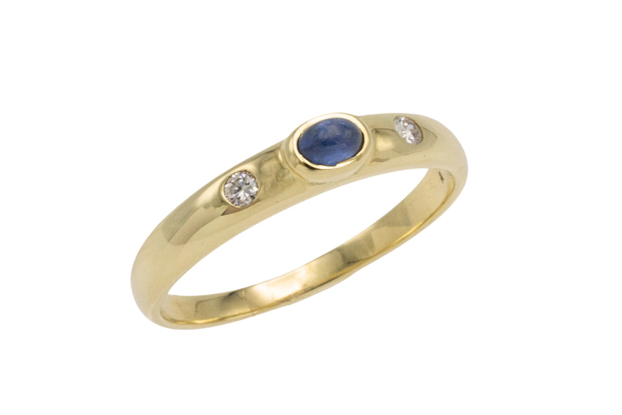 Cabochon sapphire and diamond ring-wedding rings-The Antique Ring Shop