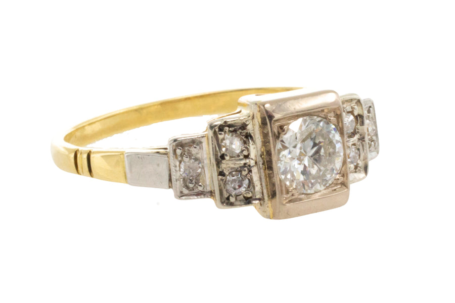 Vintage Art Deco diamond ring in 18 carat gold-engagement rings-The Antique Ring Shop