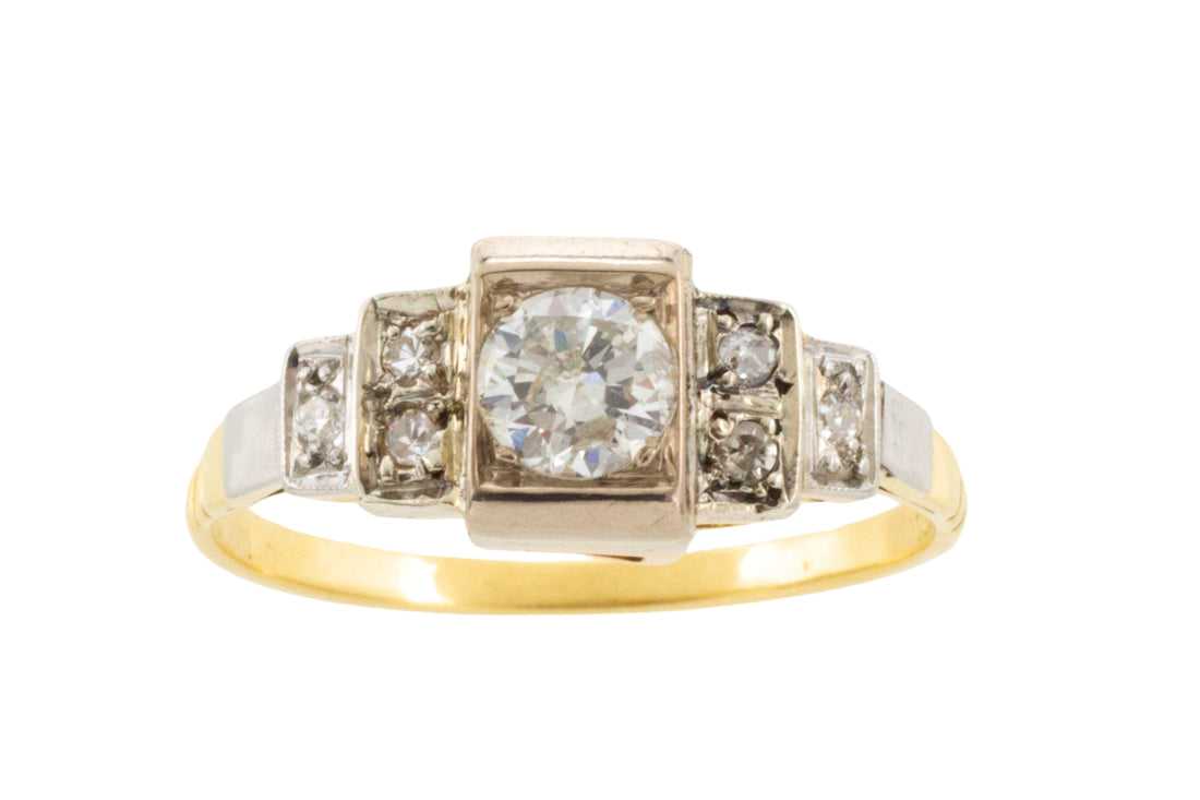 Vintage Art Deco diamond ring in 18 carat gold-engagement rings-The Antique Ring Shop