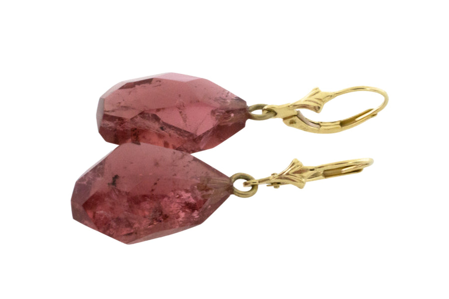 Faceted tourmaline pendant earrings-Earrings-The Antique Ring Shop