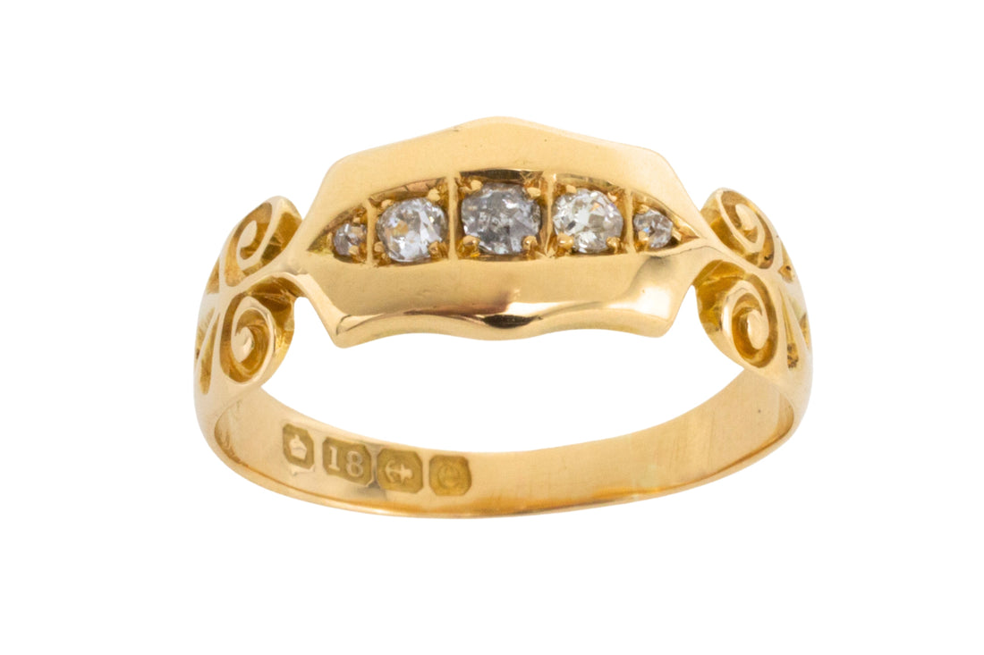 Edwardian five stone diamond ring from 1904-Antique rings-The Antique Ring Shop