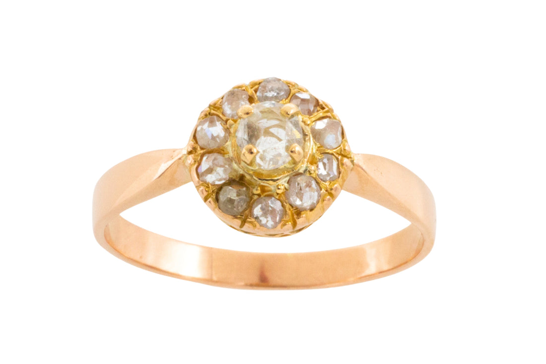 Rose diamond cluster ring in 14 carat gold-Antique rings-The Antique Ring Shop