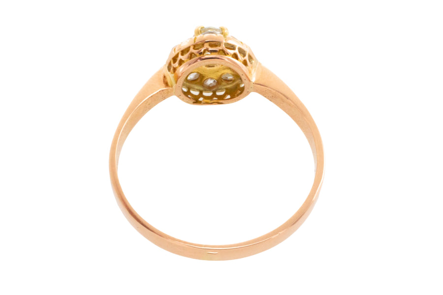 Rose diamond cluster ring in 14 carat gold-Antique rings-The Antique Ring Shop