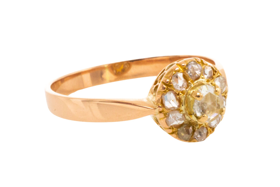 Rose diamond cluster ring in 14 carat gold-Antique rings-The Antique Ring Shop