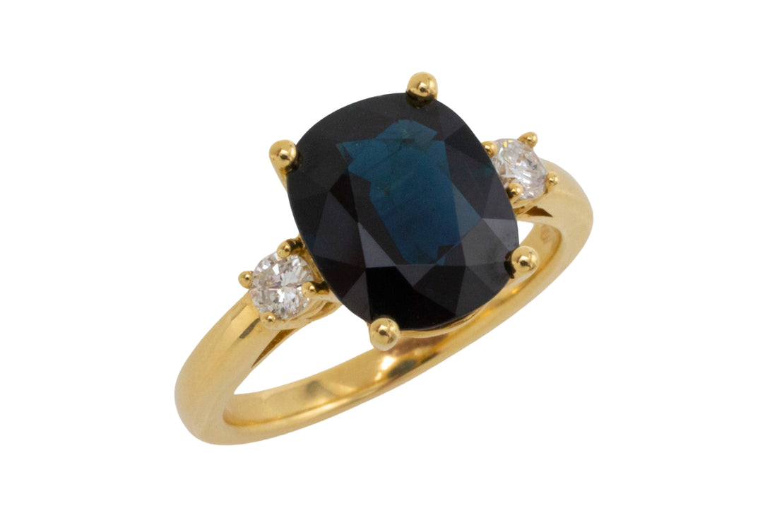 Sapphire and diamond ring in 18 carat gold-engagement rings-The Antique Ring Shop