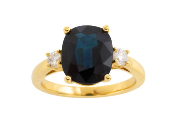 Sapphire and diamond ring in 18 carat gold-engagement rings-The Antique Ring Shop