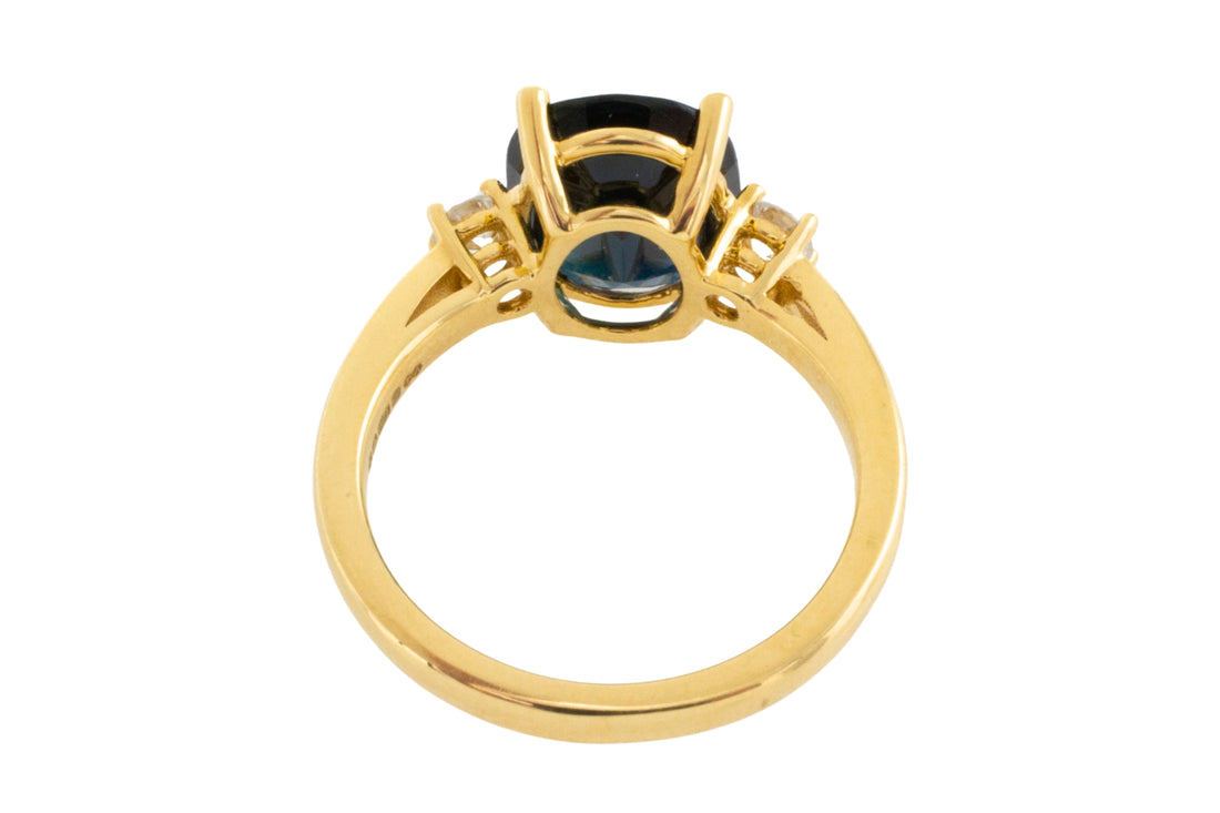 Sapphire and diamond ring in 18 carat gold-engagement rings-The Antique Ring Shop