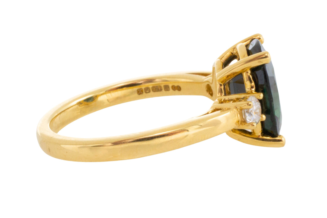 Sapphire and diamond ring in 18 carat gold-engagement rings-The Antique Ring Shop