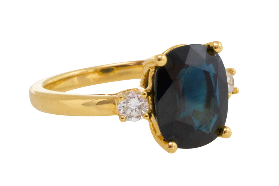 Sapphire and diamond ring in 18 carat gold-engagement rings-The Antique Ring Shop