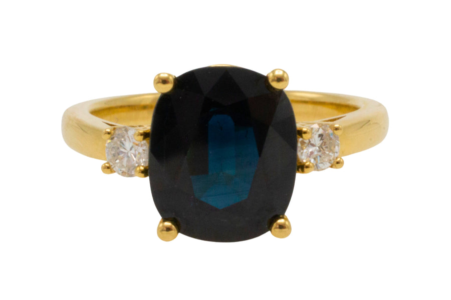 Sapphire and diamond ring in 18 carat gold-engagement rings-The Antique Ring Shop