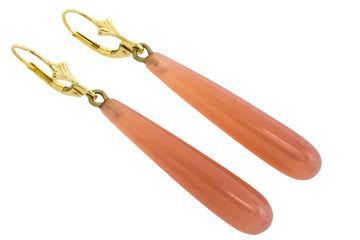 Garnet pendant earrings in 14 carat gold-Earrings-The Antique Ring Shop
