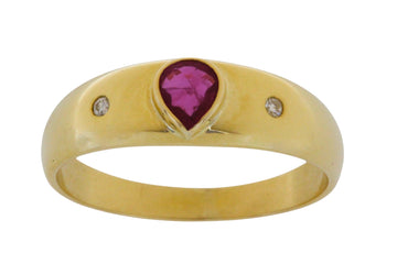 Ruby and diamond ring in 18 carat gold-wedding rings-The Antique Ring Shop