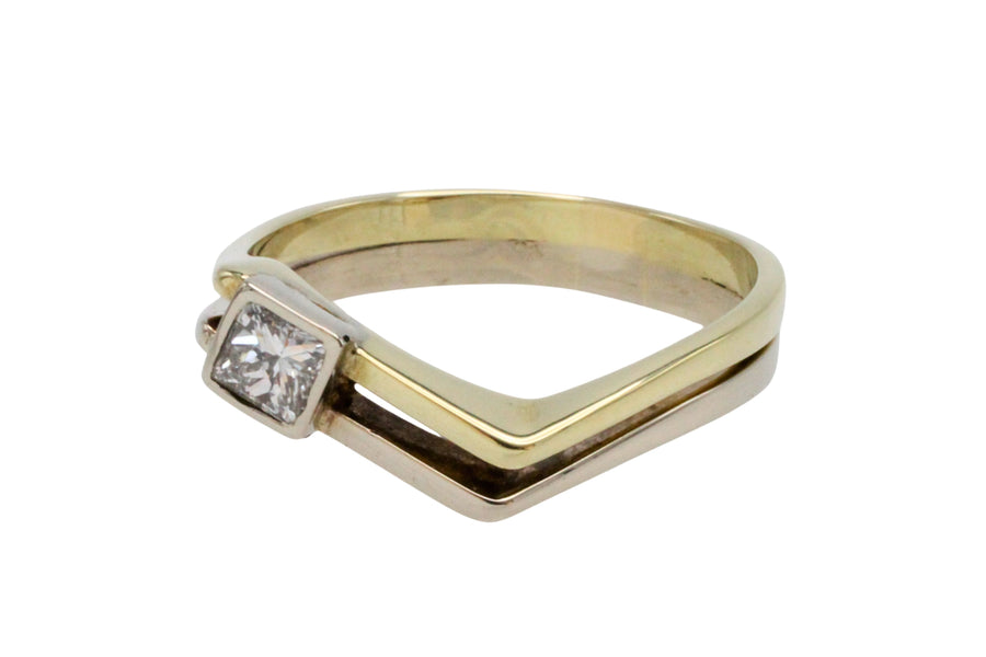 Princess cut diamond ring-Vintage Rings-The Antique Ring Shop
