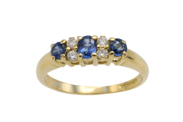 Vintage sapphire and diamond ring in 18 carat gold-The Antique Ring Shop