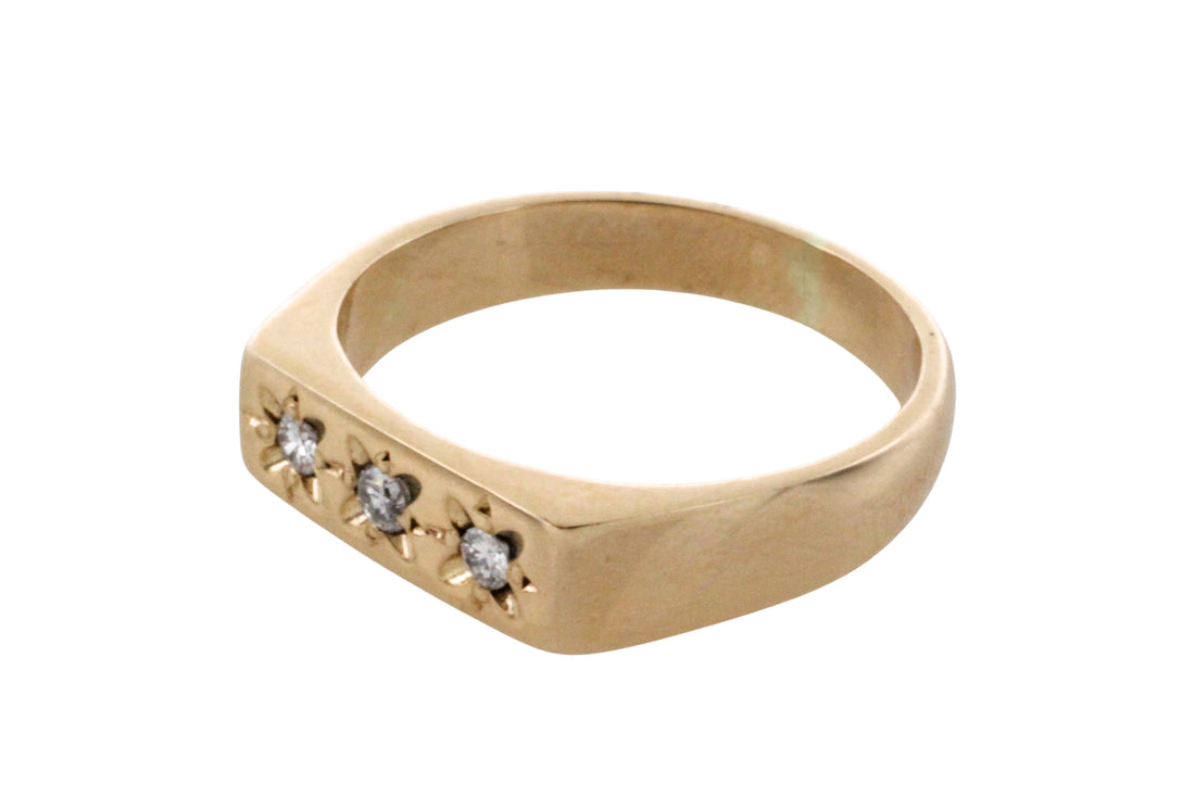 Vintage three stone diamond ring-Vintage Rings-The Antique Ring Shop
