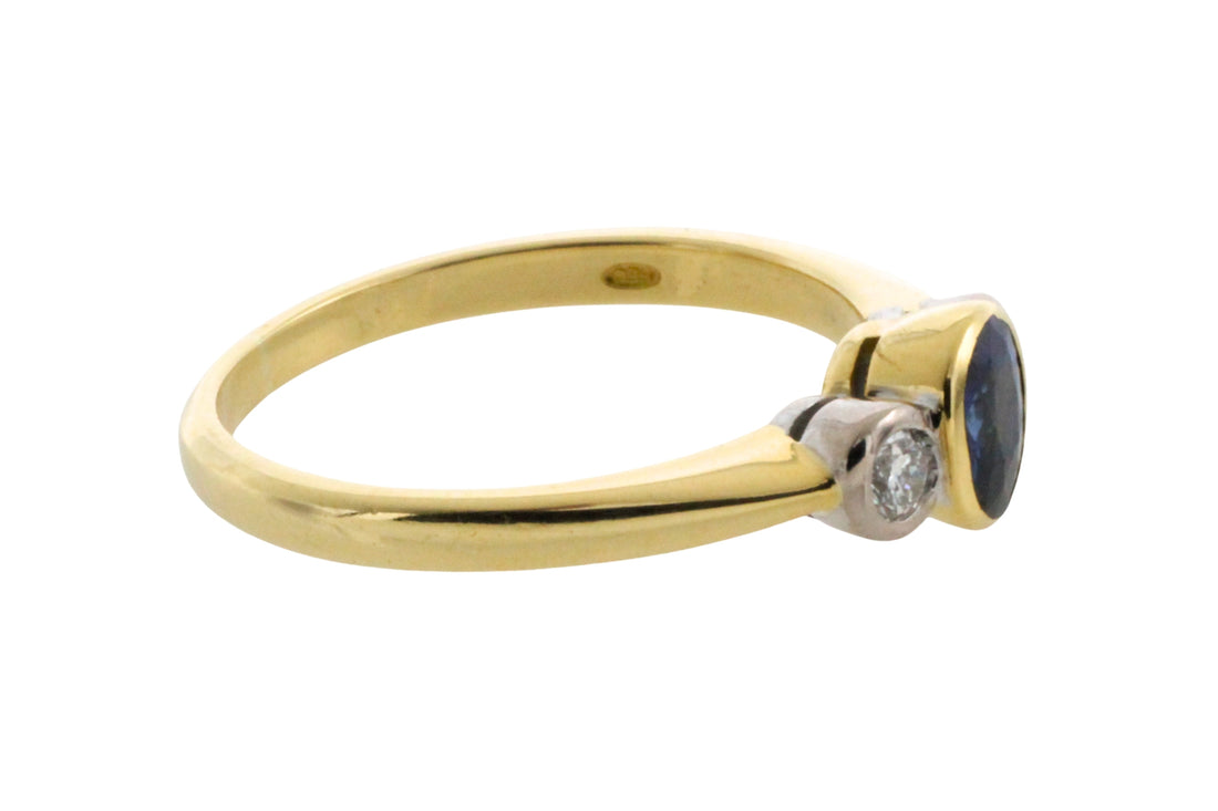 Sapphire and diamond three stone ring