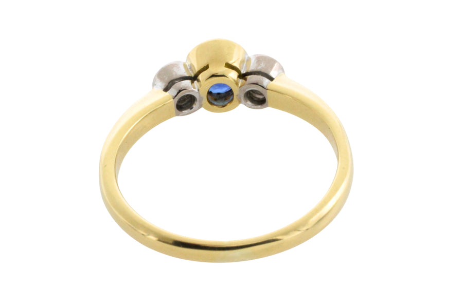 Sapphire and diamond three stone ring
