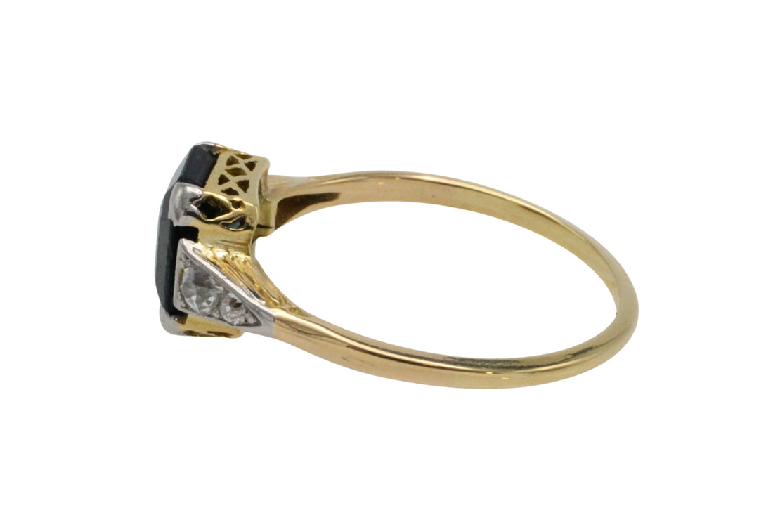 Vintage 18 carat gold sapphire and diamond ring-Vintage Rings-The Antique Ring Shop