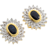 18 carat gold sapphire and diamond studs-Earrings-The Antique Ring Shop