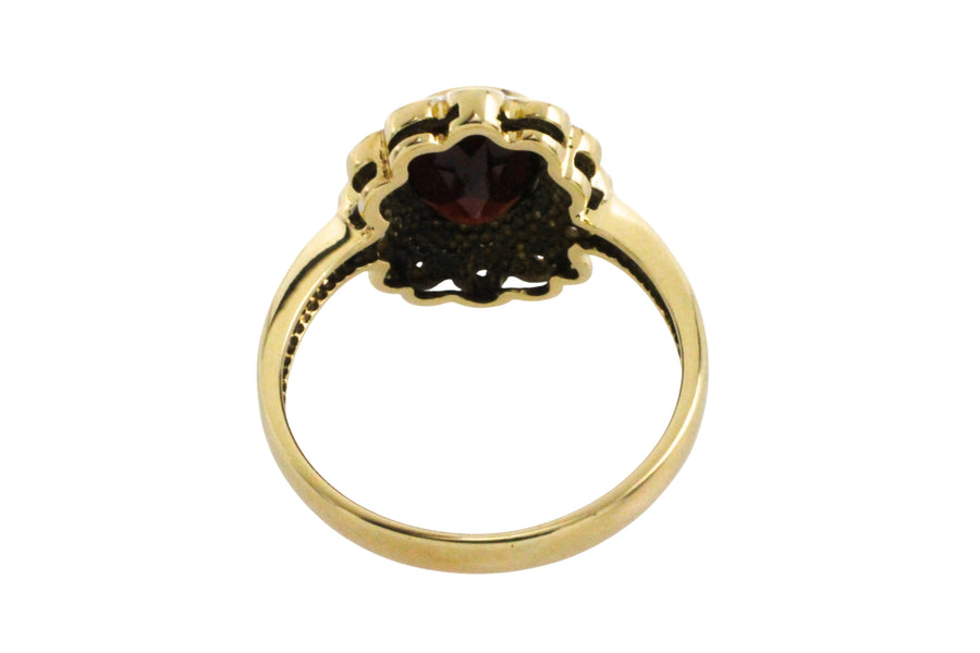 Garnets and diamond ring in 14 carat gold-engagement rings-The Antique Ring Shop