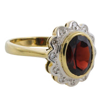 Garnets and diamond ring in 14 carat gold-engagement rings-The Antique Ring Shop