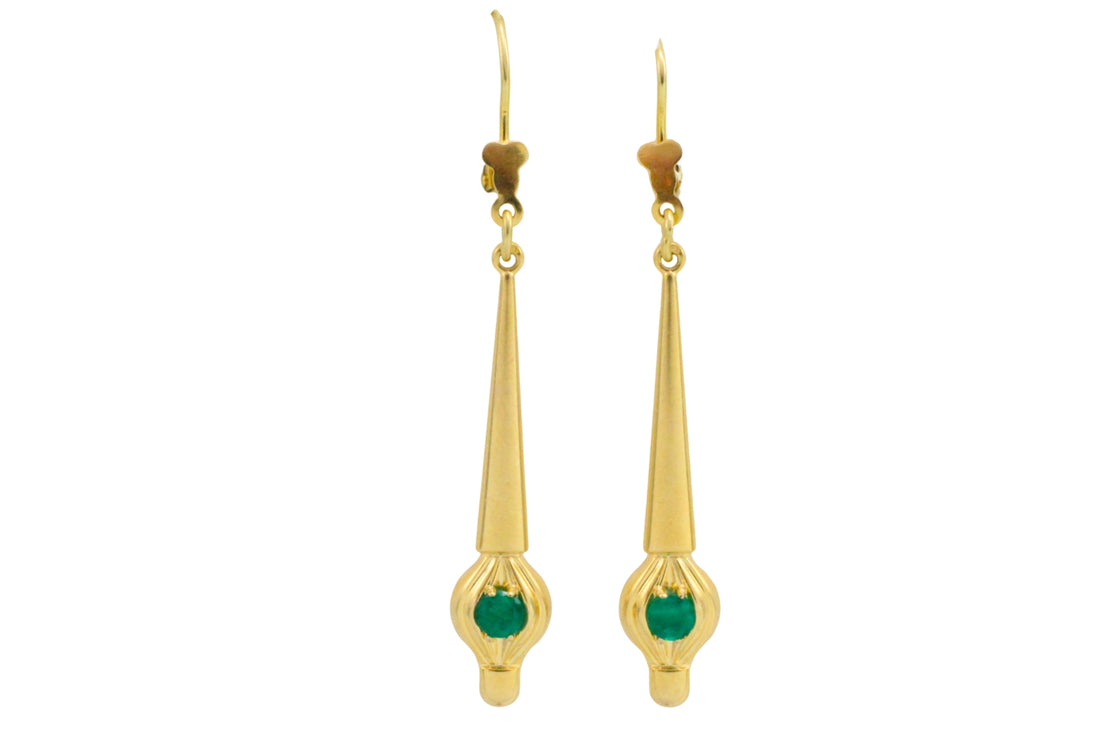 Emerald pendant earrings-Earrings-The Antique Ring Shop
