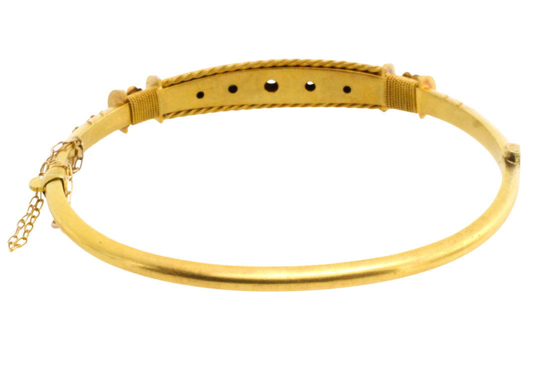 Edwardian hinged bracelet with old cut diamonds-Bracelets-The Antique Ring Shop