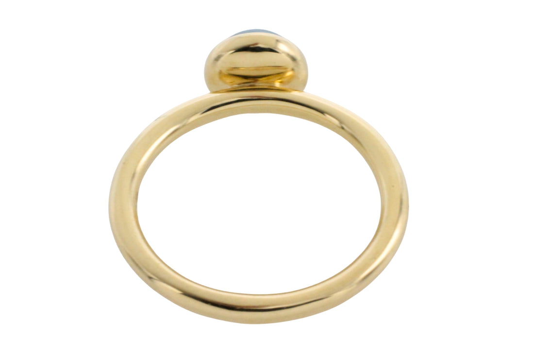 Cabochon blue topaz ring in 14 carat gold-engagement rings-The Antique Ring Shop