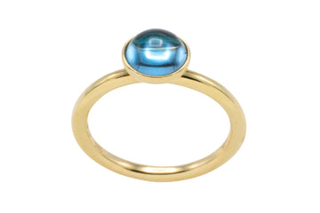 Cabochon blue topaz ring in 14 carat gold-engagement rings-The Antique Ring Shop