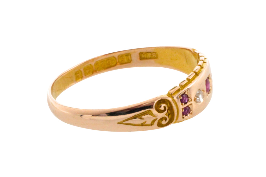 Edwardian ruby and rose diamond ring from 1906-Antique rings-The Antique Ring Shop