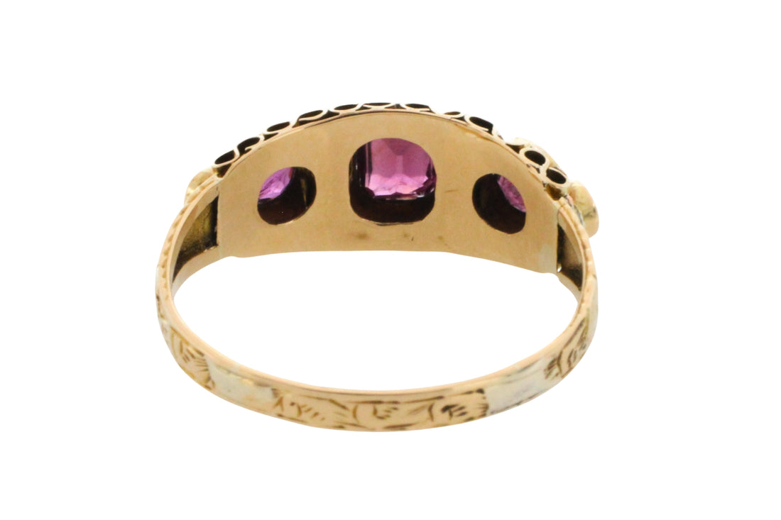 Victorian garnet and pearl ring from 1872-Antique rings-The Antique Ring Shop