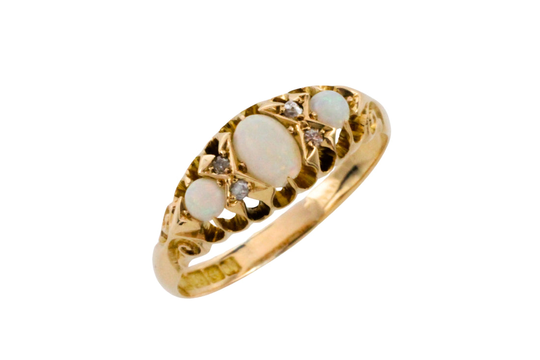 Opal and rose diamond ring from 1910-Antique rings-The Antique Ring Shop