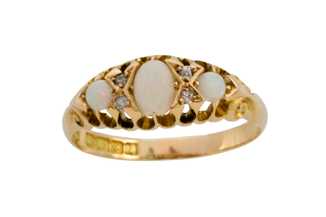 Opal and rose diamond ring from 1910-Antique rings-The Antique Ring Shop