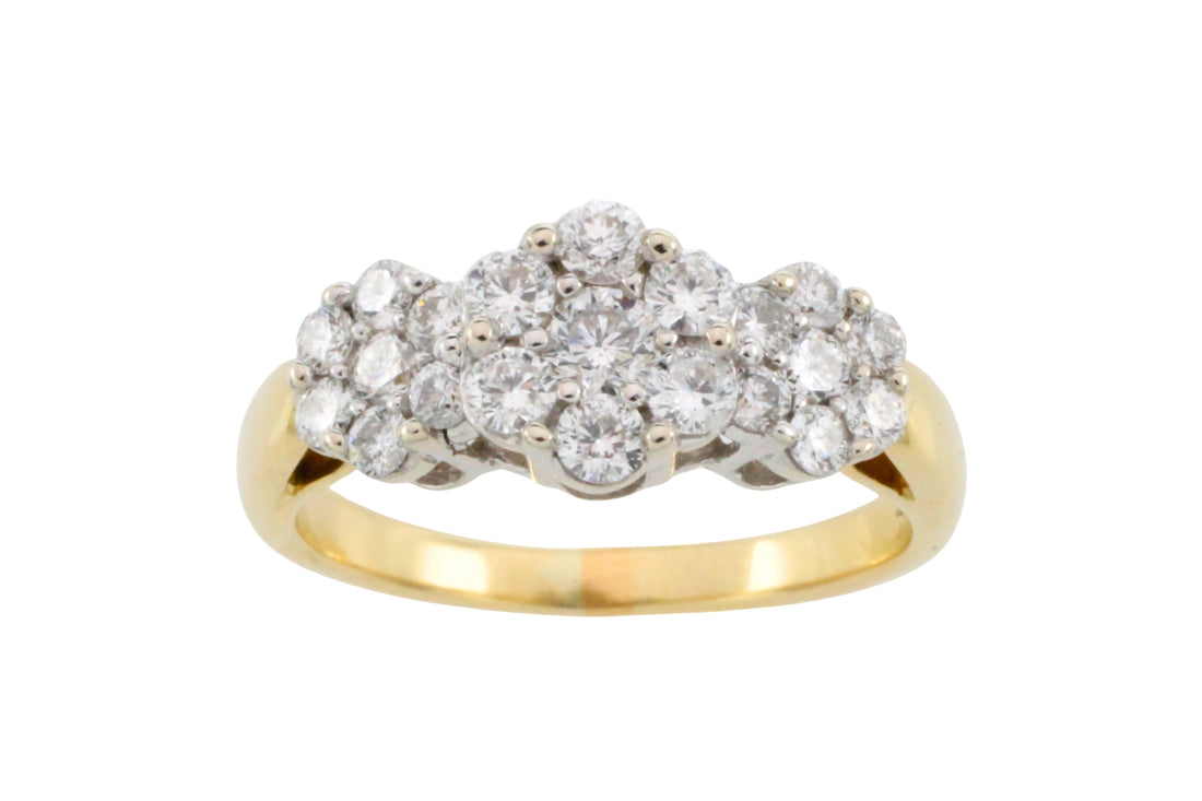 Diamond triple cluster ring in 18 carat gold-engagement rings-The Antique Ring Shop